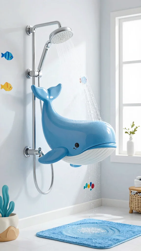 12 Kids' Shower Head Ideas for Fun Adjustable and Child-Friendly Showers - 5. Whale Spray Shower Head 1