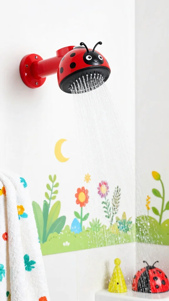 12 Kids' Shower Head Ideas for Fun Adjustable and Child-Friendly Showers - 9. Bugsy the Ladybug Shower Head 1