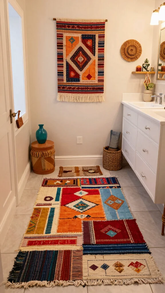12 Layered Bathroom Rug Ideas for a Bohemian Dimensional Floor - 12. DIY Rugs for Personal Touch 1