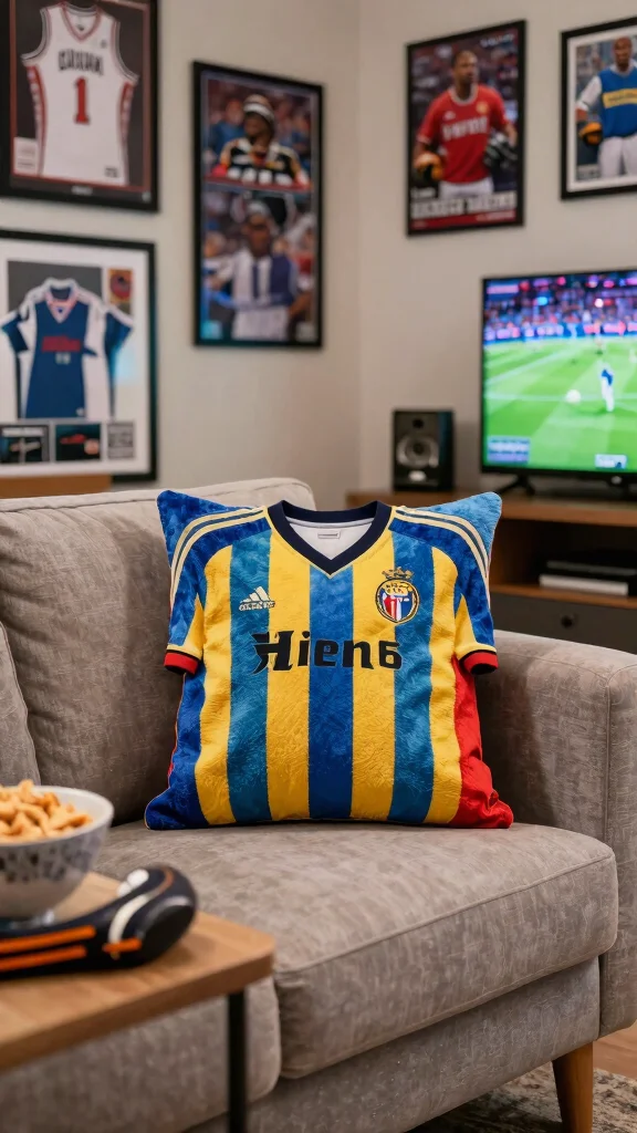 12 Memory Pillow Ideas Made From Old Shirts for a Sentimental Keepsake - 2. Sentimental Jersey Pillow 1