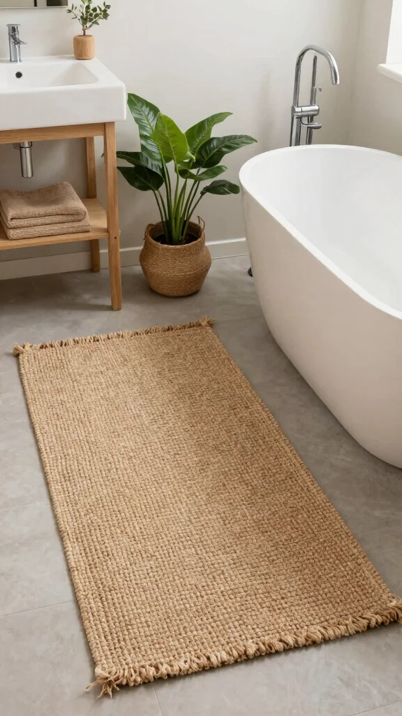 12 Neutral Bathroom Rug Ideas That Work With Any Color Palette - 4. Natural Fiber Bath Rug 1