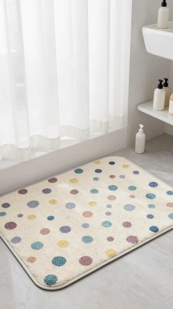 12 Neutral Bathroom Rug Ideas That Work With Any Color Palette - 5. Dotted Cotton Bath Mat 1