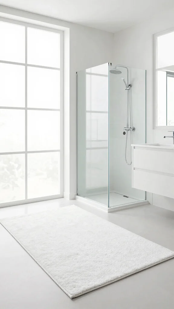 12 Neutral Bathroom Rug Ideas That Work With Any Color Palette - 8. Minimalist Solid White Rug 1