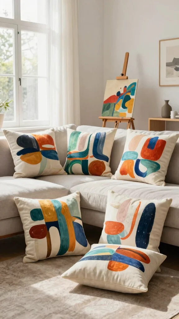 12 Pillow Cover Design Ideas for Custom Personalized Home Accents - 10. Artistic Artwork 1
