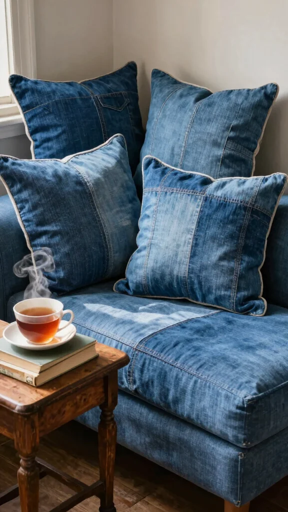 12 Pillow Cover Design Ideas for Custom Personalized Home Accents - 3. Upcycled Denim 1