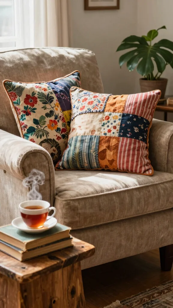 12 Pillow Sewing Ideas for Handmade Covers, Inserts, and Shapes - 1. Vintage Fabric Patchwork Pillows 1