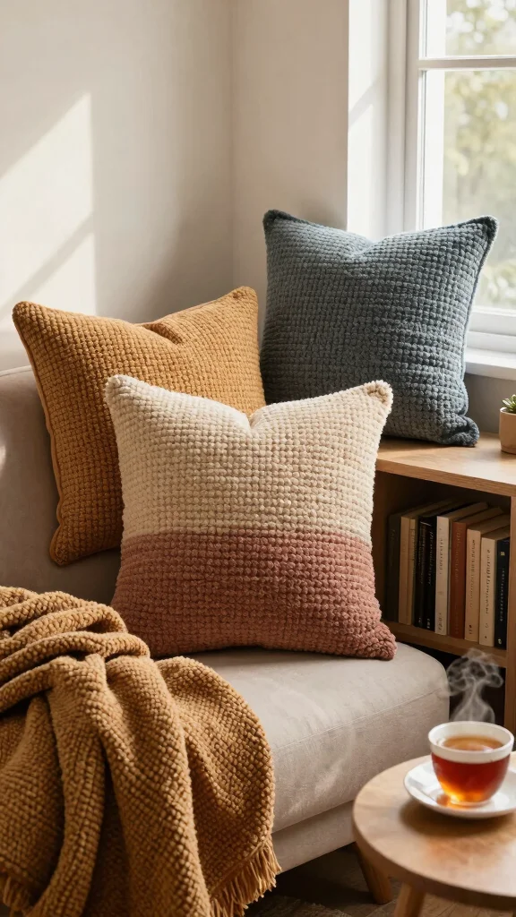 12 Pillow Sewing Ideas for Handmade Covers, Inserts, and Shapes - 9. Cozy Chenille Textured Pillows 1