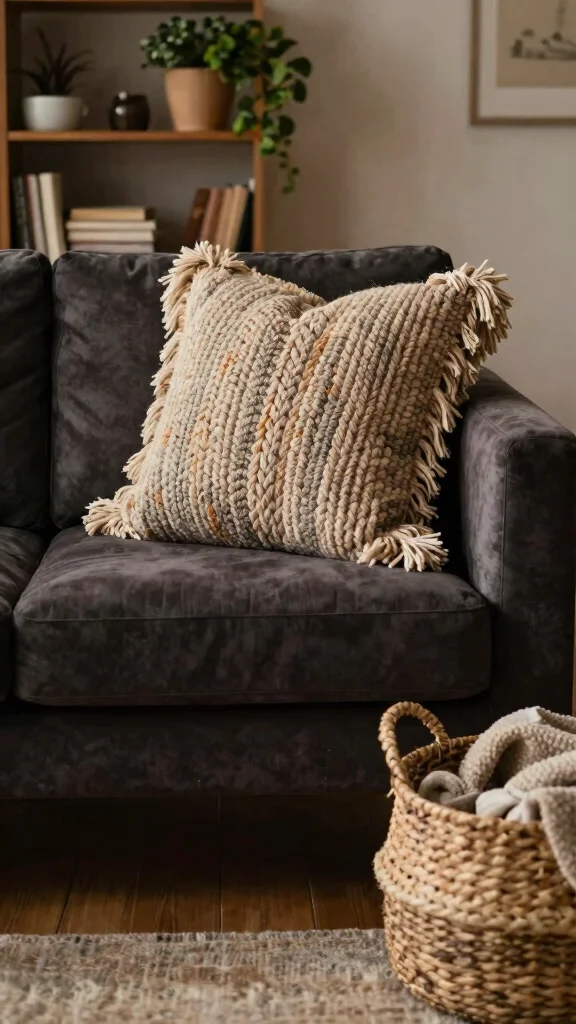 12 Pillow Sewing Project Ideas for Every Skill Level and Room - 3. Knotted Fringe Pillow 1