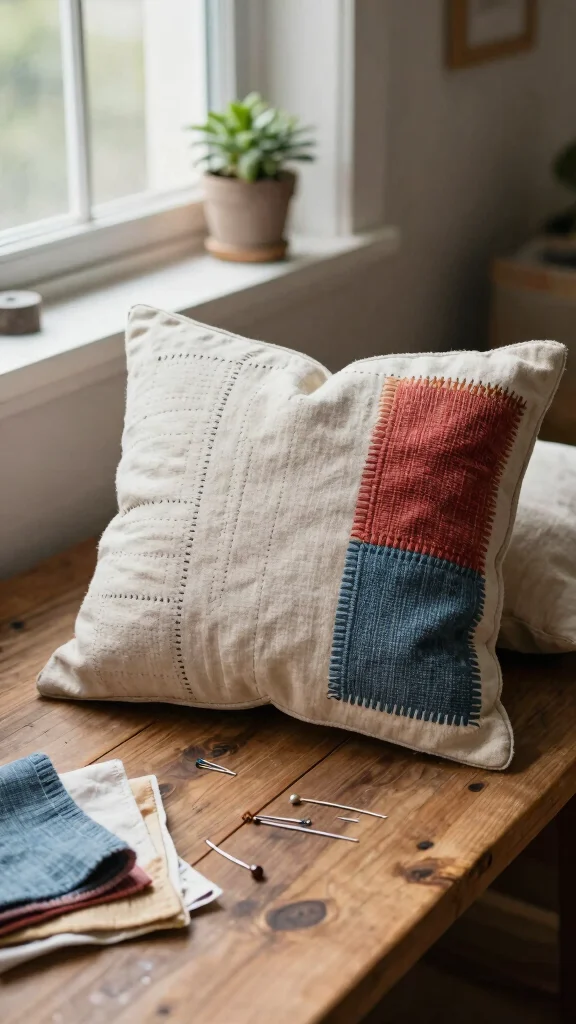 12 Pillow Sewing Project Ideas for Every Skill Level and Room - 6. Hand-Stitched Pillows 1