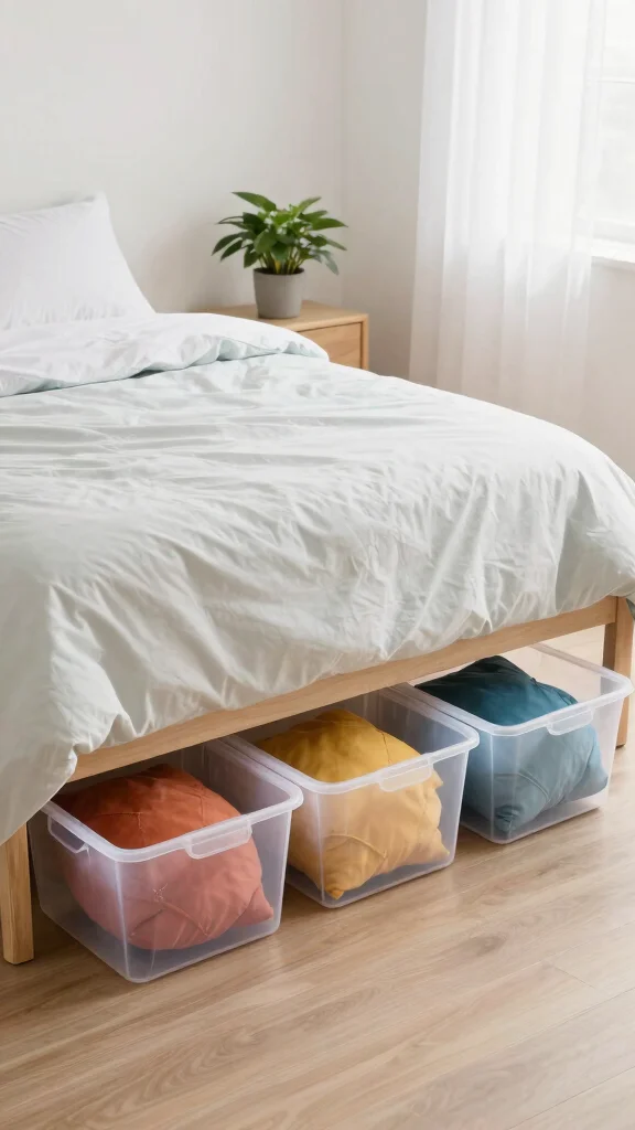 12 Pillow Storage Ideas to Stash Extra Cushions Without Clutter - 1. Under-Bed Storage Bins 1
