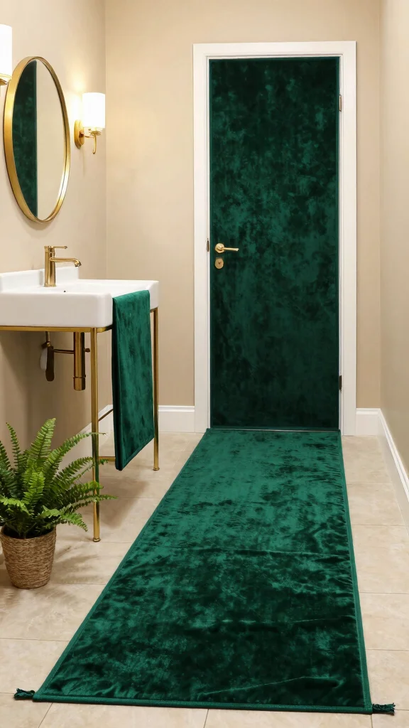 12 Powder Room Rug Ideas for a Small Statement-Making Floor - 1. Lush Velvet Runners 1