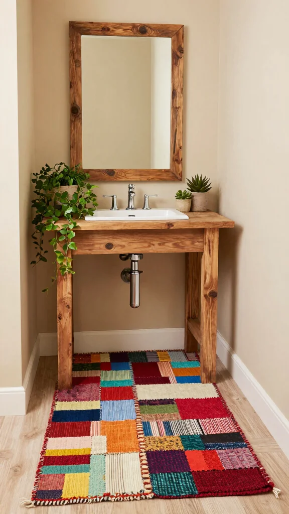 12 Powder Room Rug Ideas for a Small Statement-Making Floor - 10. Upcycled and Eco-Friendly Rugs 1