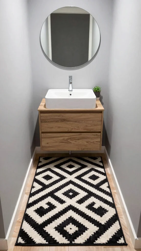12 Powder Room Rug Ideas for a Small Statement-Making Floor - 2. Geometric Patterns 1