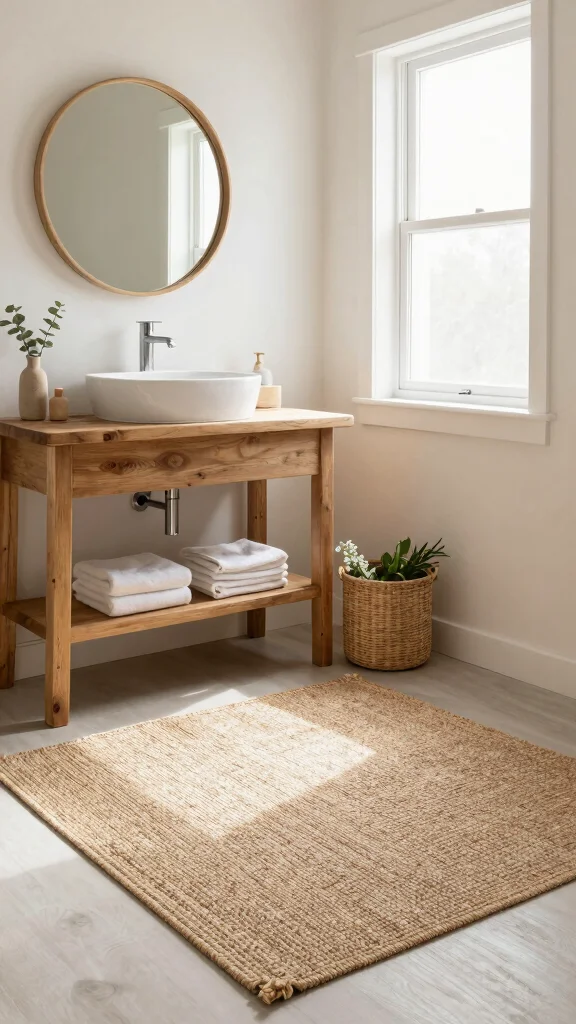 12 Powder Room Rug Ideas for a Small Statement-Making Floor - 3. Natural Fiber Rugs 1