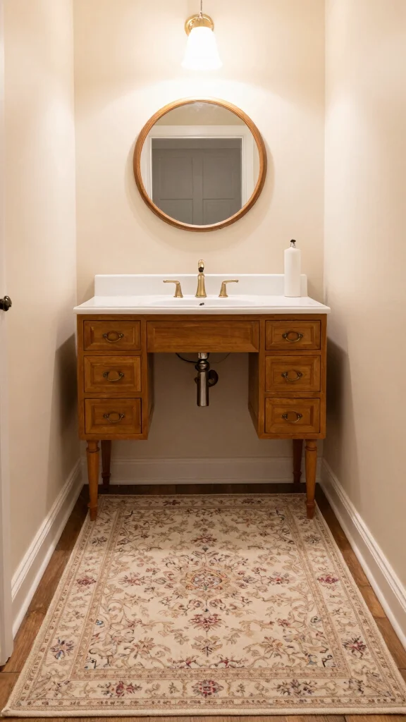 12 Powder Room Rug Ideas for a Small Statement-Making Floor - 5. Vintage-Inspired Rugs 1