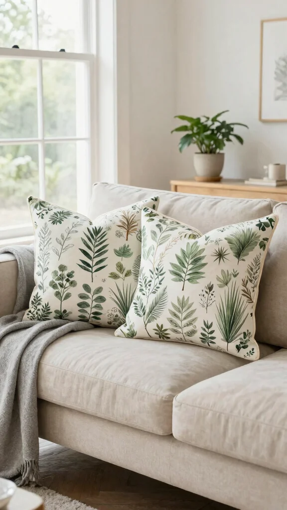 12 Set of 2 Pillow Ideas for Paired Coordinated Couch or Bed Styling - 5. Nature-Inspired Prints 1