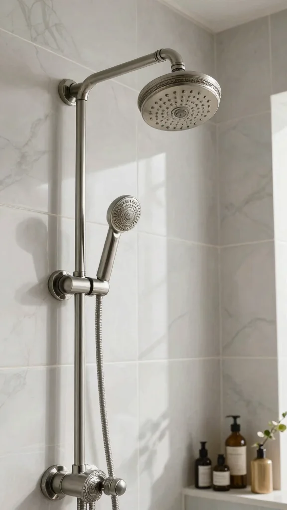 12 Shower Head Extension Ideas for Better Reach Height and Angle - 10. Decorative Shower Head Extensions 1