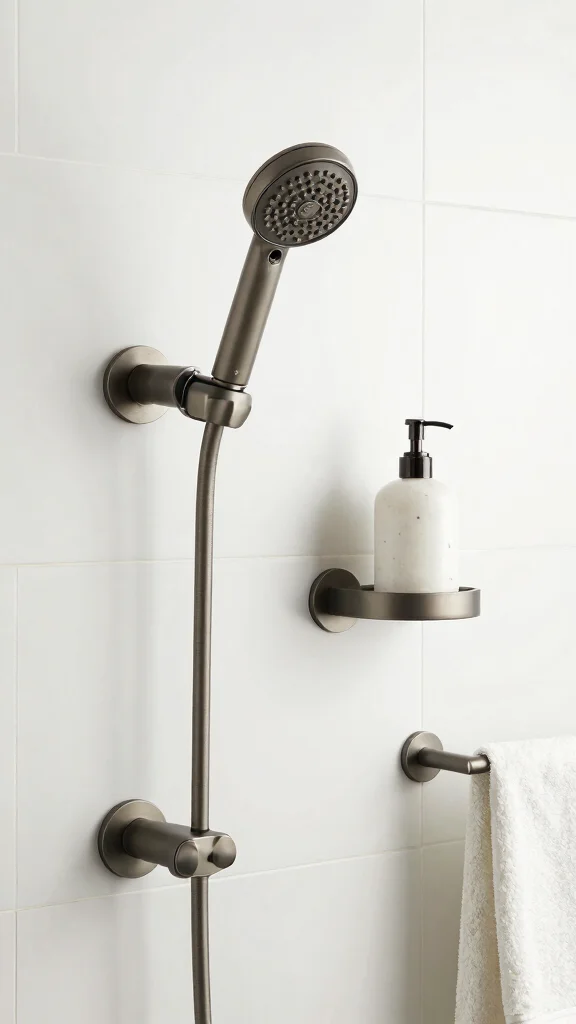 12 Shower Head Holder Ideas for Wall Mounts Bars and Adjustable Arms - 3. Eco-Friendly Metal Holders 1
