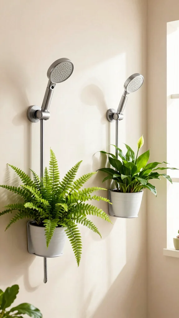 12 Shower Head Holder Ideas for Wall Mounts Bars and Adjustable Arms - 6. Wall-mounted Planter Holders 1