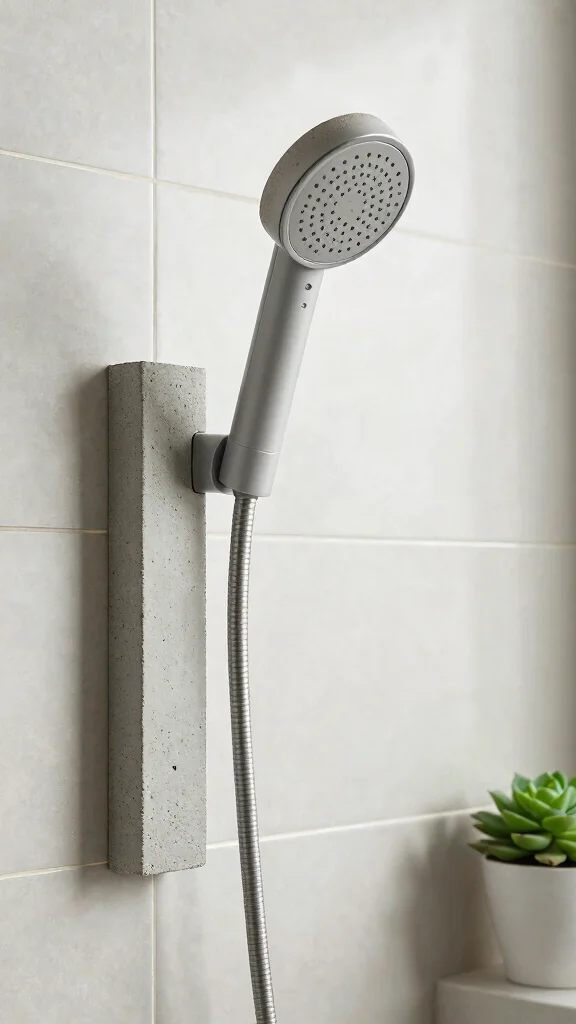 12 Shower Head Holder Ideas for Wall Mounts Bars and Adjustable Arms - 9. Eco-Friendly Concrete Holders 1