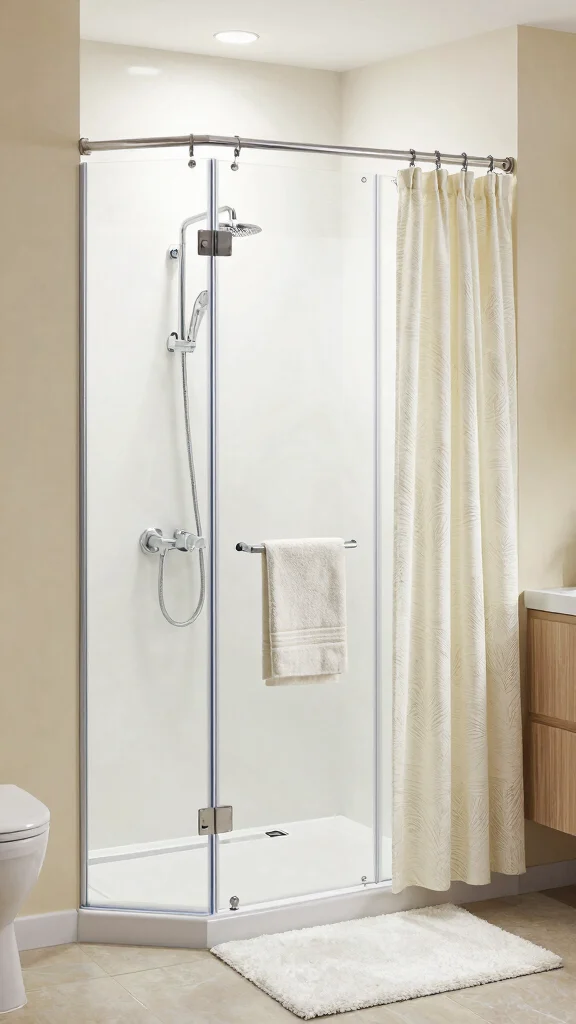 12 Shower Head and Handheld Placement Ideas for the Most Functional Setup - 11. Shower Curtain or Glass Door with Handheld Accessibility 1