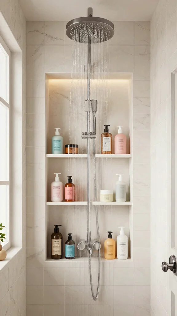 12 Shower Head and Handheld Placement Ideas for the Most Functional Setup - 4. Shower Niche for Clever Storage 1