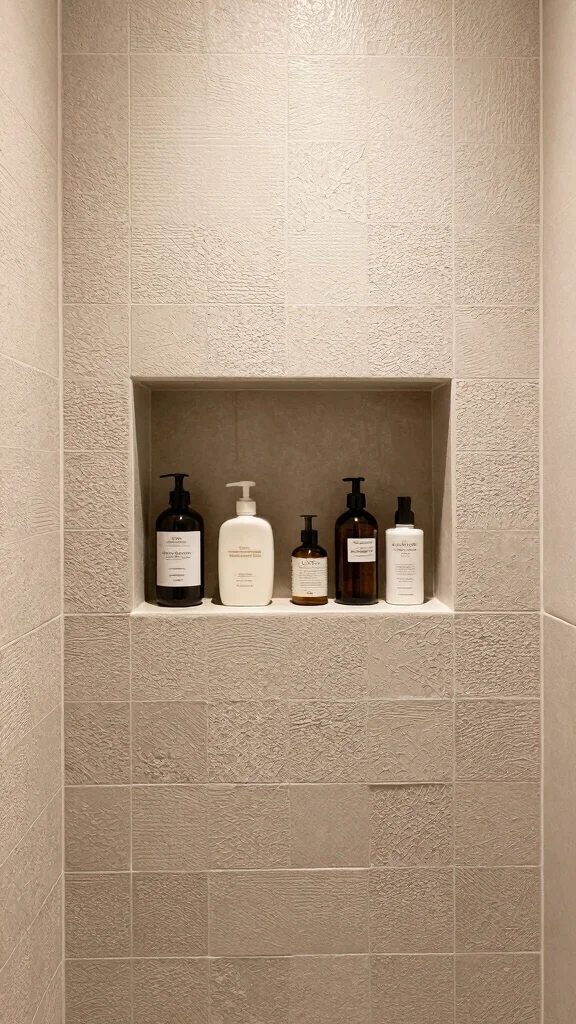 12 Shower Head and Niche Placement Ideas for a Functional Balanced Shower - 10. Use Textured Tiles for Enhanced Aesthetics 1