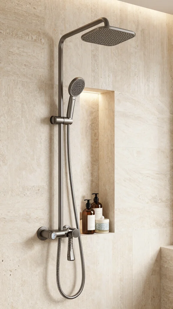 12 Shower Head and Niche Placement Ideas for a Functional Balanced Shower - 9. Integrate Eco-Friendly Shower Fixtures 1