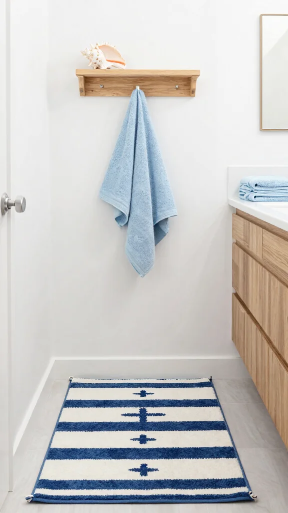 12 Small Bathroom Rug Ideas That Maximize Style Without Overwhelming - 10. Nautical-Inspired Rugs 1
