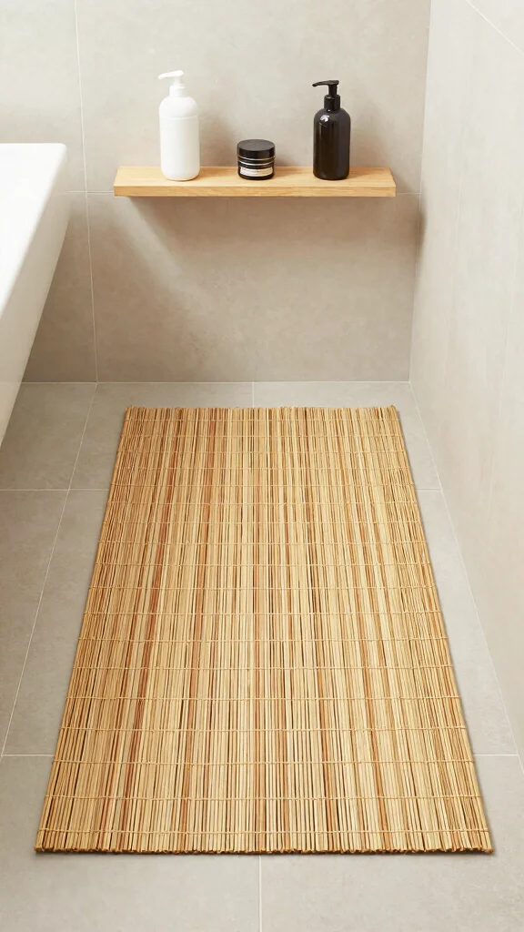 12 Small Bathroom Rug Ideas That Maximize Style Without Overwhelming - 11. Sustainable Bamboo Rugs 1
