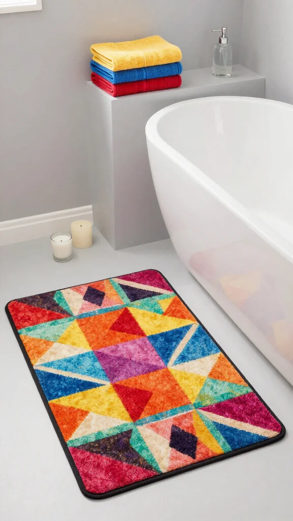 12 Small Bathroom Rug Ideas That Maximize Style Without Overwhelming - 2. Colorful Cotton Bath Mats 1