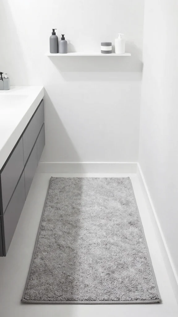 12 Small Bathroom Rug Ideas That Maximize Style Without Overwhelming - 3. Monochromatic Minimalist Rugs 1