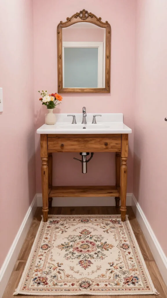 12 Small Bathroom Rug Ideas That Maximize Style Without Overwhelming - 4. Vintage-Inspired Rugs 1