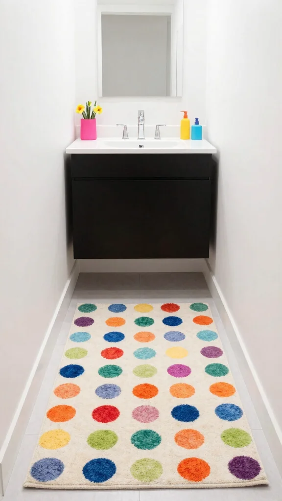 12 Small Bathroom Rug Ideas That Maximize Style Without Overwhelming - 8. Fun Patterned Rugs 1