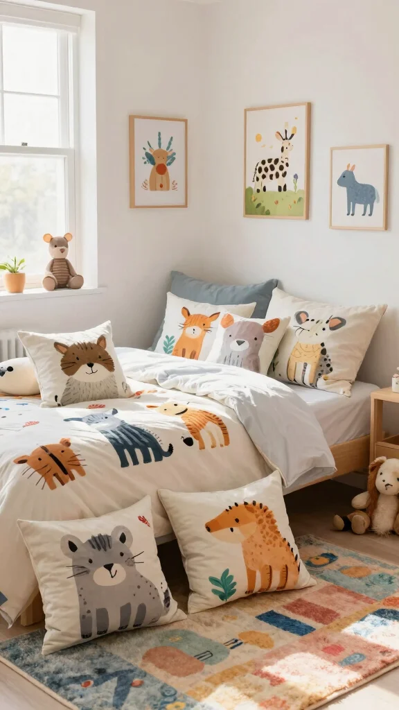 12 Vintage Pillow Ideas for a Nostalgic Collected Character-Rich Home - 12. Whimsical Animal Prints 1