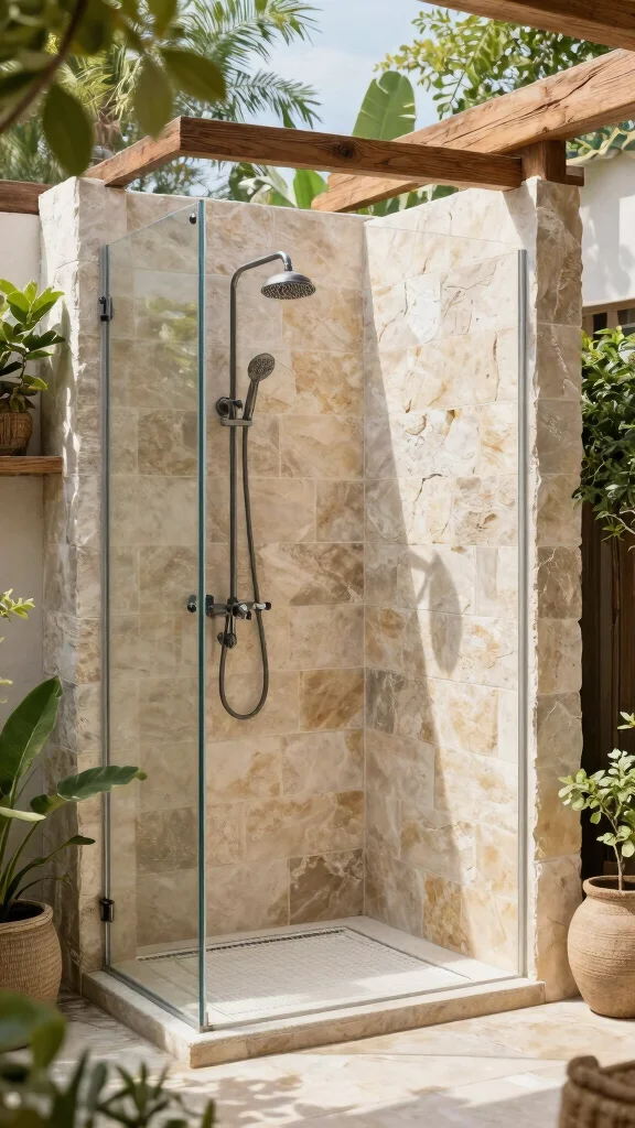 12 Walk-In Shower Double Shower Head Ideas for Full Coverage and Luxury - 11. Outdoor-Inspired Showers 1