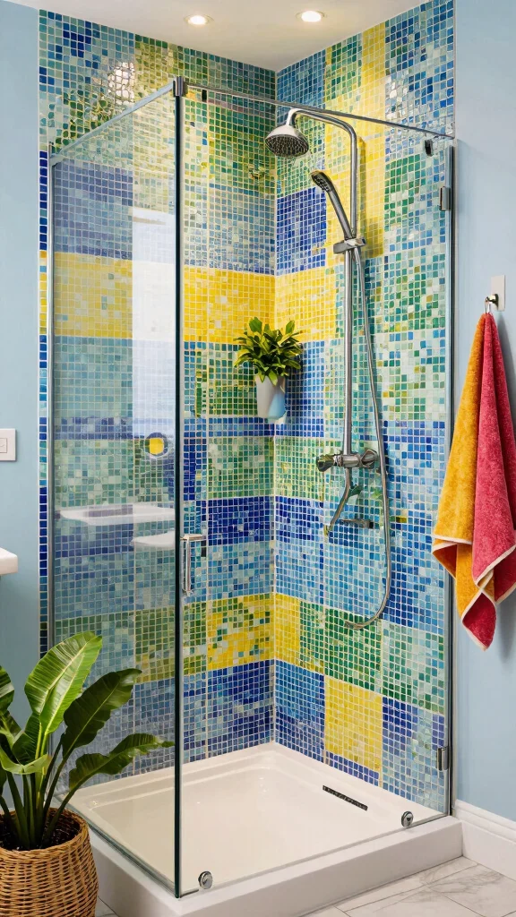 12 Walk-In Shower Double Shower Head Ideas for Full Coverage and Luxury - 5. Bold Color Schemes 1