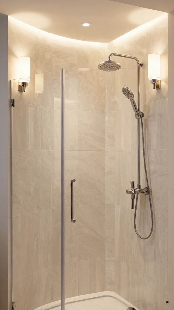 12 Walk-In Shower Ideas With 2 Shower Heads for a Spa-Like Experience - 12. Elegant Lighting Designs 1