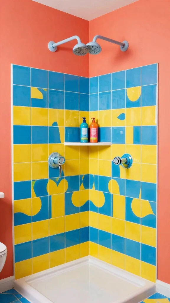 12 Walk-In Shower Ideas With 2 Shower Heads for a Spa-Like Experience - 5. Bold Color Statements 1