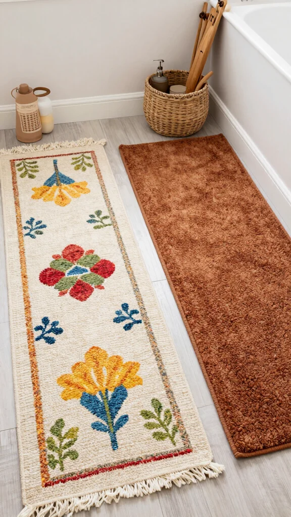 13 Bathroom Rug Placement Ideas for Single Vanities, Double Sinks, and Tubs - 10. Seasonal Switch-Ups 1
