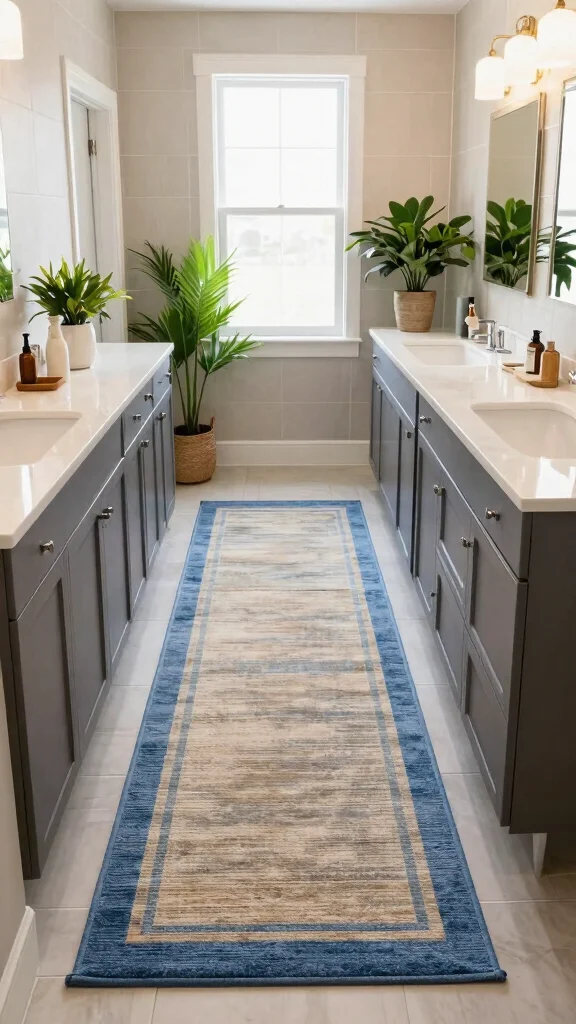 13 Bathroom Rug Placement Ideas for Single Vanities, Double Sinks, and Tubs - 2. Define Space with Runners 1