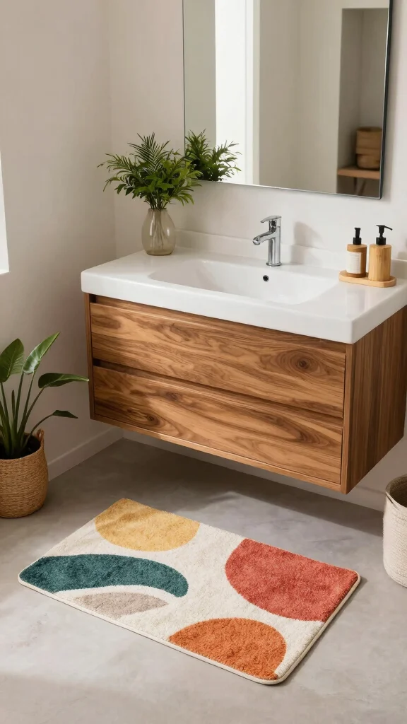 13 Bathroom Rug Placement Ideas for Single Vanities, Double Sinks, and Tubs - 3. Soft Touch for Single Vanities 1