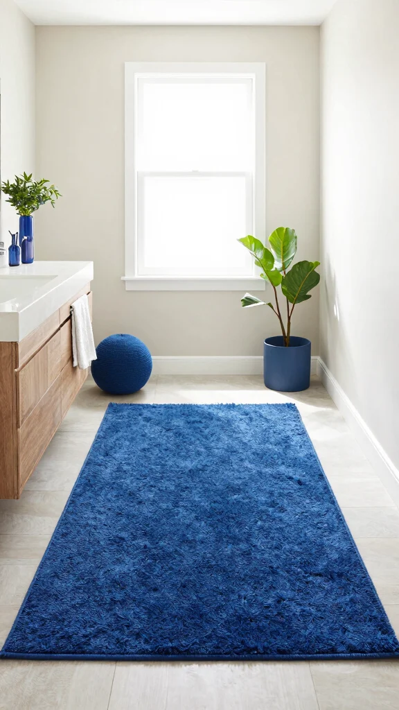 13 Bathroom Rug Placement Ideas for Single Vanities, Double Sinks, and Tubs - 8. Contrast Color for Visual Appeal 1