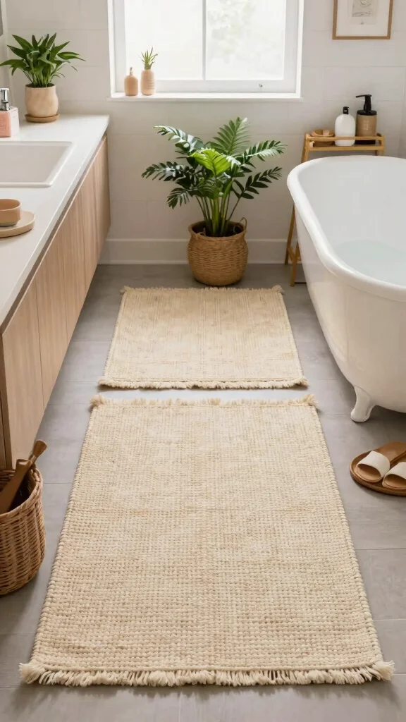 13 Bathroom Rug Placement Ideas for Single Vanities, Double Sinks, and Tubs - 9. Eco-Friendly Materials Matter 1