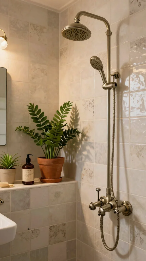 13 Bathroom Shower Head Ideas to Upgrade Your Daily Shower Experience - 9. Vintage Shower Heads: Classic Charm for Eco-Friendly Spaces 1