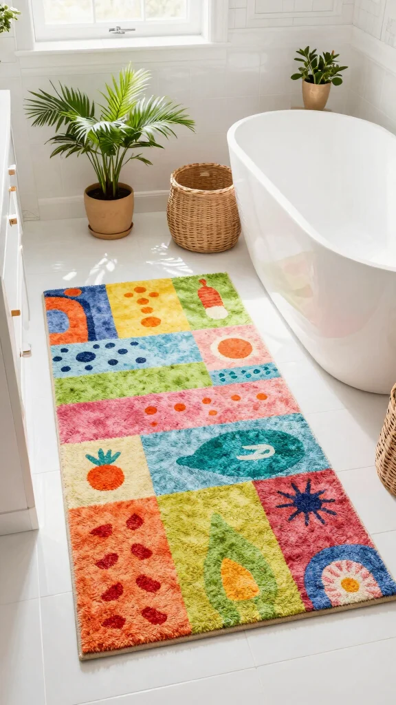 13 Master Bathroom Rug Ideas for a Luxurious Coordinated Floor - 12. Colorful Outdoor Rugs 1