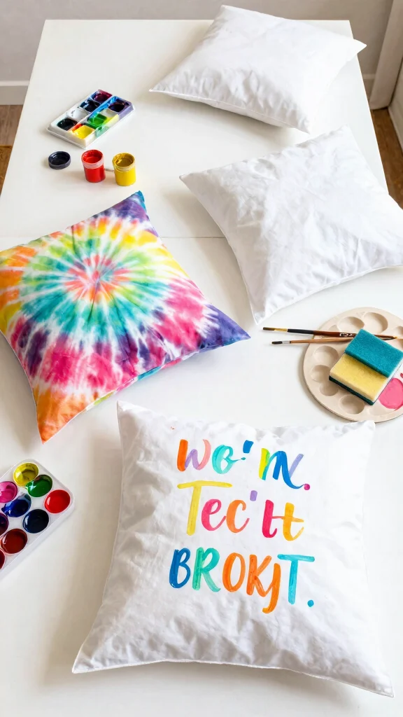 13 Pillow Cover Ideas for a Quick Affordable Room Refresh - 9. DIY Fabric Paint Designs 1